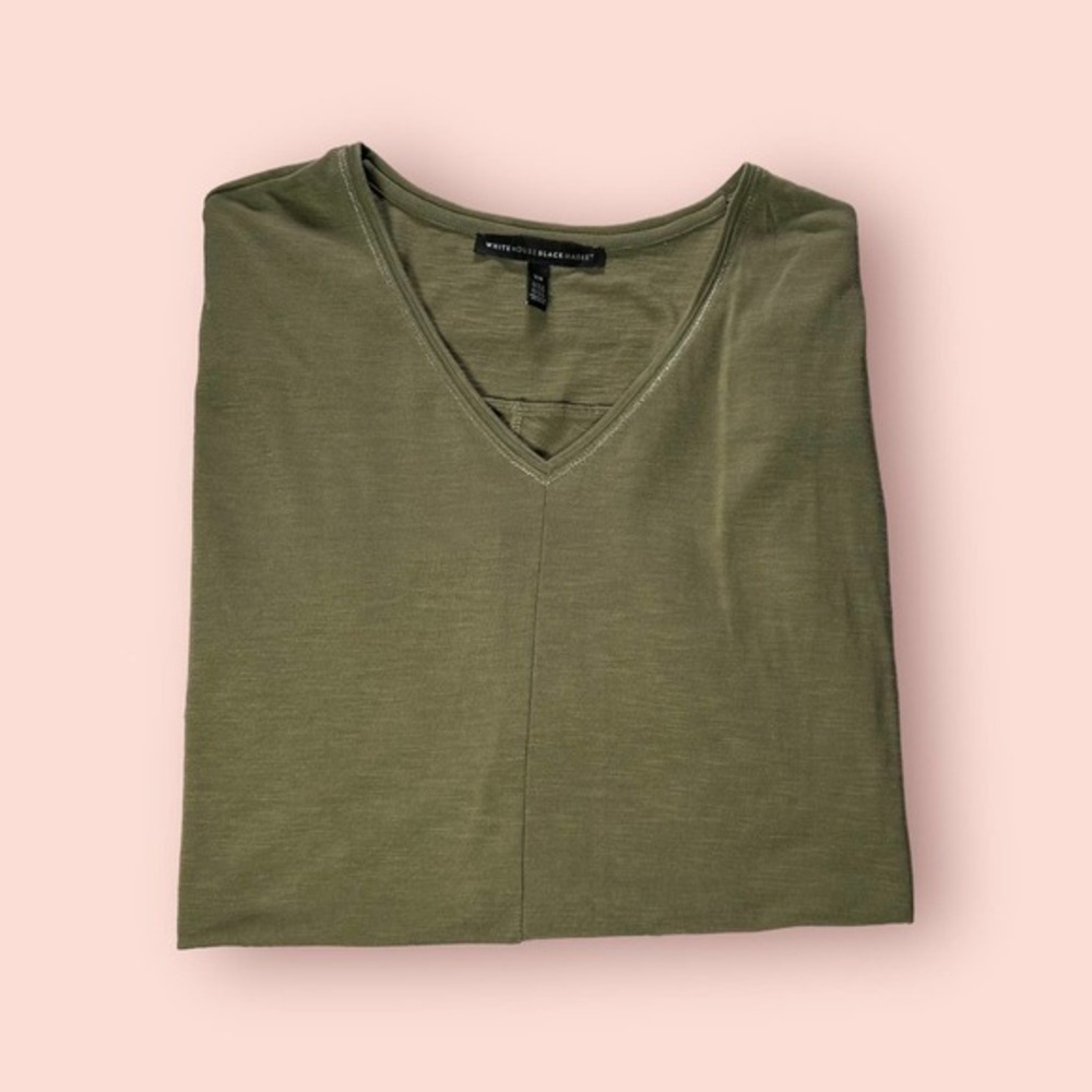 White House Black Market Green Cap Sleeve V-Neck Tshirt Size XS - "Elma"